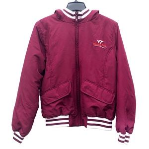 VT Virginia Tech Hooded Bomber School Casual Athletic Zip Up Track Jacket EUC M